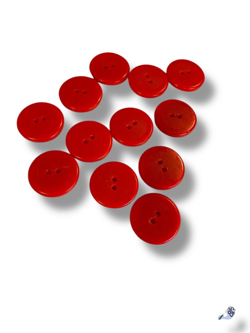 Set of 12 Midcentury Red Plastic Buttons  Craft Sew 1" Diameter