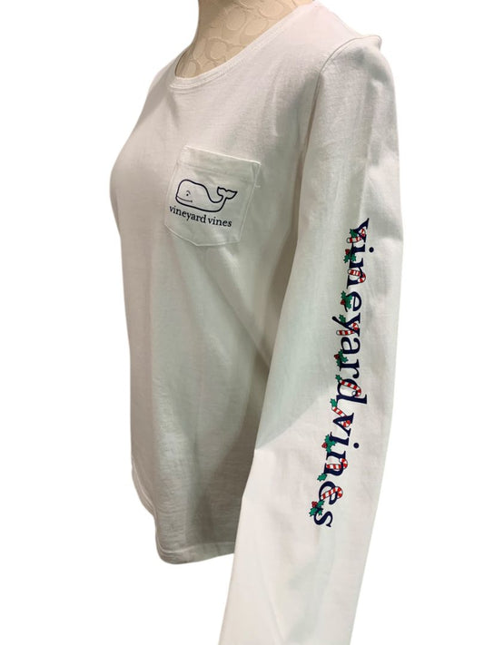 Medium Vineyard Vines Womens New Candy Cane Whale Long Sleeve Tshirt