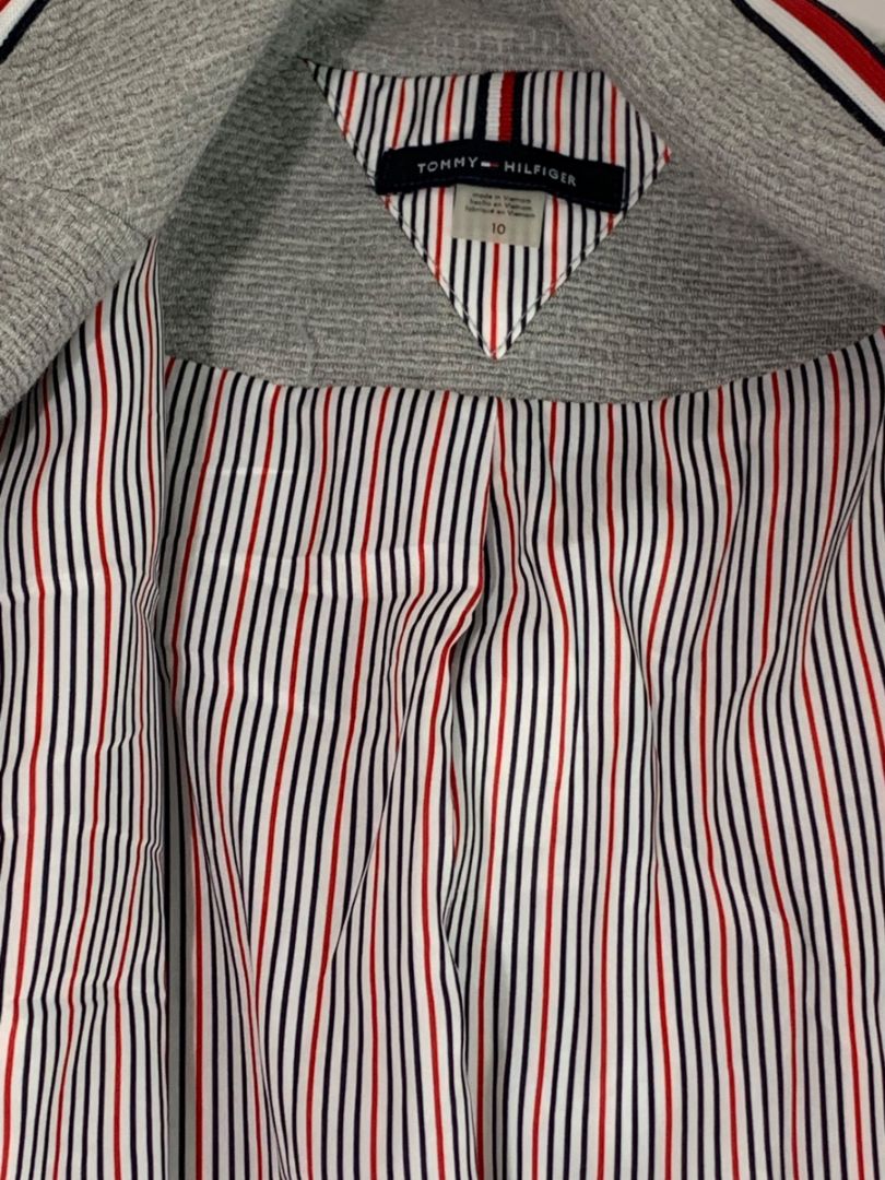 Size 10 Tommy Hilfiger Womens Gray Knit Blazer Elbow Patches