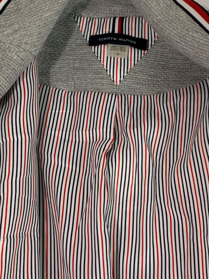 Size 10 Tommy Hilfiger Womens Gray Knit Blazer Elbow Patches