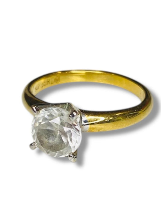 Vintage Size 8 Faux Diamond Ring 18k Gold Filled 7.5mm