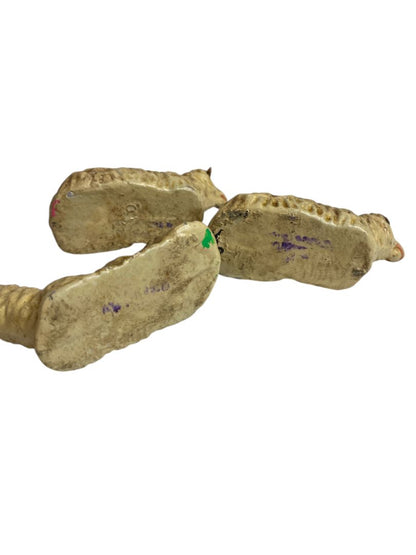 Vintage Three Sheep Hollow Plaster Nativity Figurine Western Germany 1.5" High