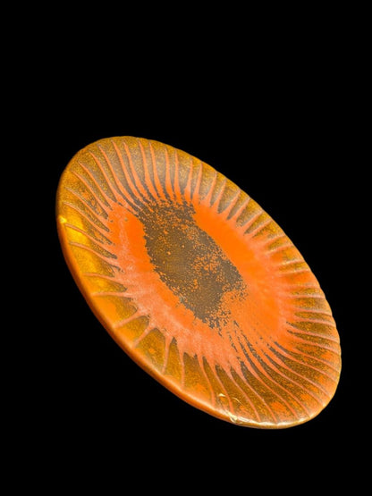 Midcentury Orange Brown 7" Plate Burst Pattern