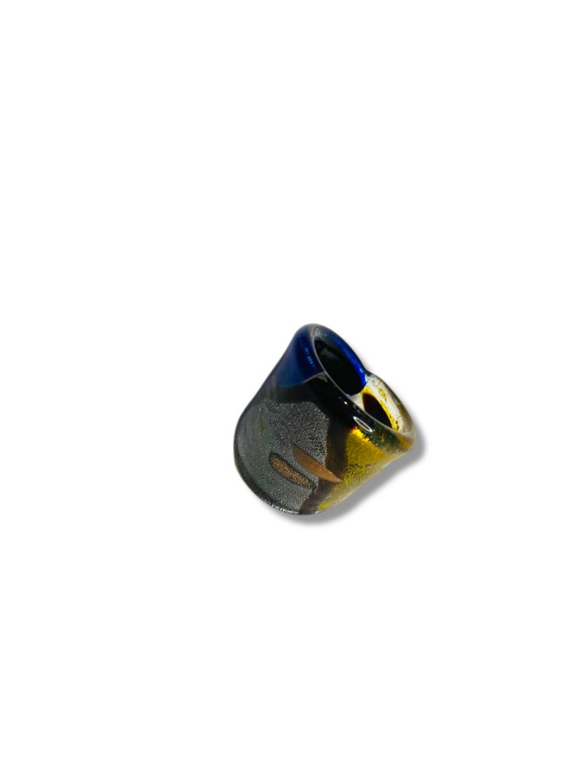 Size 8 All Glass Ring Multicolor Artisan Jewelry Blue Silvertone Goldtone