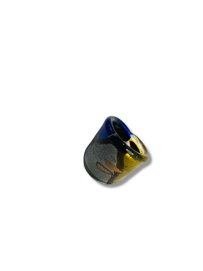 Size 8 All Glass Ring Multicolor Artisan Jewelry Blue Silvertone Goldtone