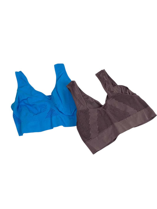Size 1XL Set of 2 Womens Light Support Sports Bras Blue Purple