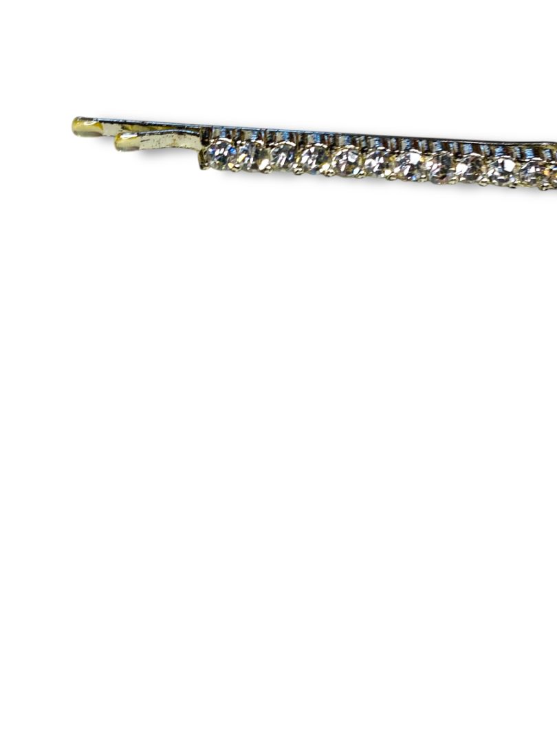 Vintage Rhinestone Bobby Pin Hair Accessory Silvertone 2.25"