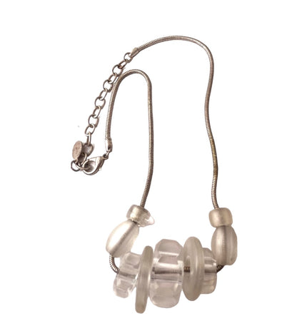 Robert Rose Silvertone Frosted Acrylic Bead Necklace 15.5"