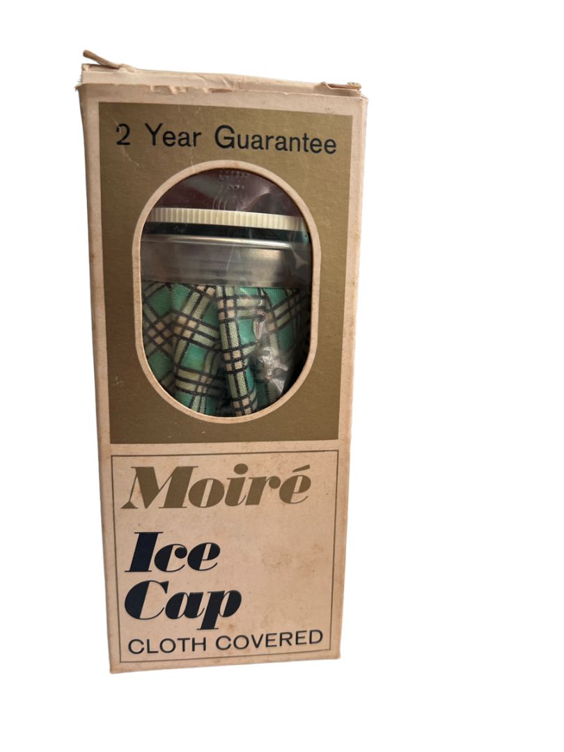 Vintage Ice Cap Pack Checked Cloth Covered Moire 6 Inch USA NOS