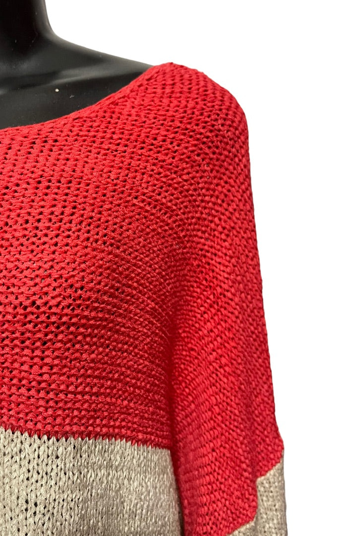 3X Joseph A Colorblock Dolman Sleeve Pullover Sweater Coral Oatmeal