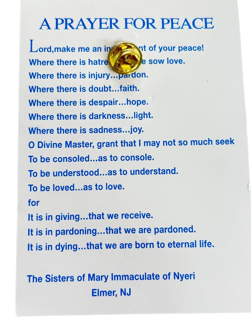 American Flag Lapel Pin Cross on Prayer Card  "Prayer for Our Country