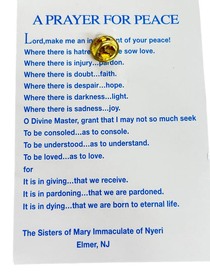 American Flag Lapel Pin Cross on Prayer Card  "Prayer for Our Country