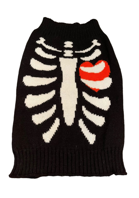 Large Skeleton With Heart Knit Pet Sweater 14.5" x 9.5"