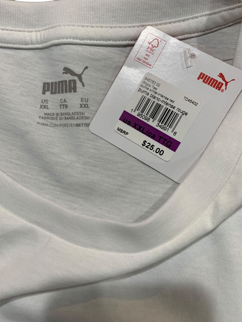 XXL Puma Mens New White Tshirt Short Sleeve Graphic Logo