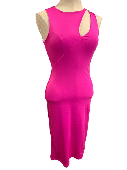 Small Gaze Hot Pink New Bodycon Dress Offset Keyhole Neckline