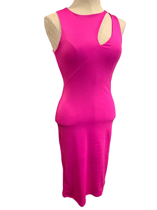 Small Gaze Hot Pink New Bodycon Dress Offset Keyhole Neckline