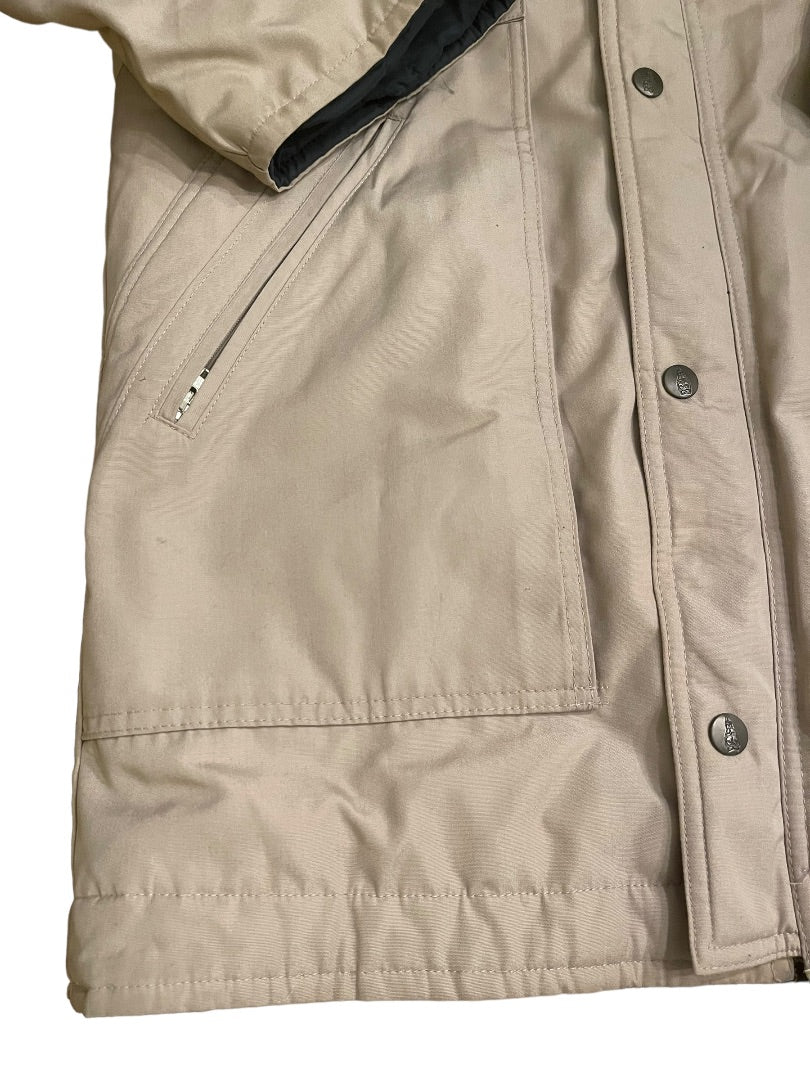 38R London Fog Weatherwear Men's Tan Winter Insulated Overcoat Coat Jacket Vintage 1990s Anorak