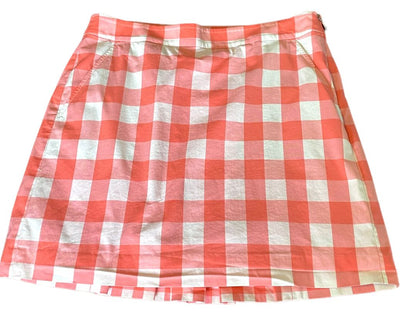 Size 2 Polo Golf Pink White Gingham Checked Skort Pleated Back Pockets