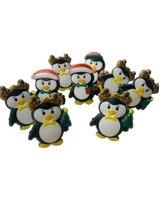 Lot of 9 Vintage 1980s CE Plastic Childrens Rings Cake Toppers Penguin Holiday Reindeer Christmas