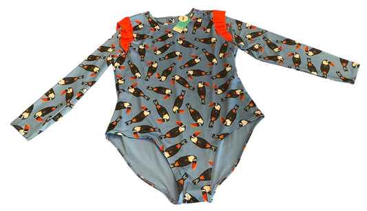 3XL Girls Youth Oasis One Piece Swimsuit Long Sleeve Toucan Bird New