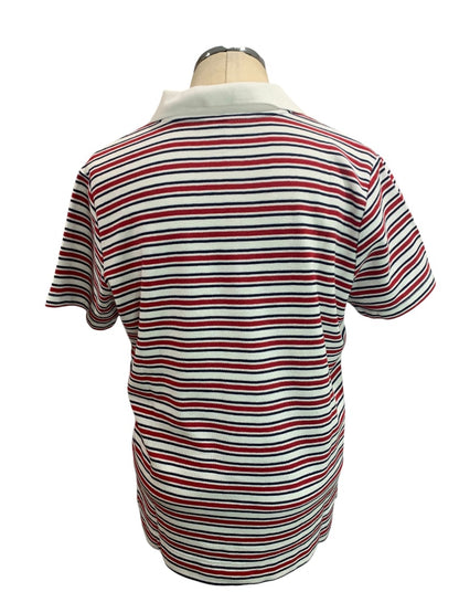 Medium Hastings & Smith Red White Blue Striped Golf Polo Shirt Short Sleeves