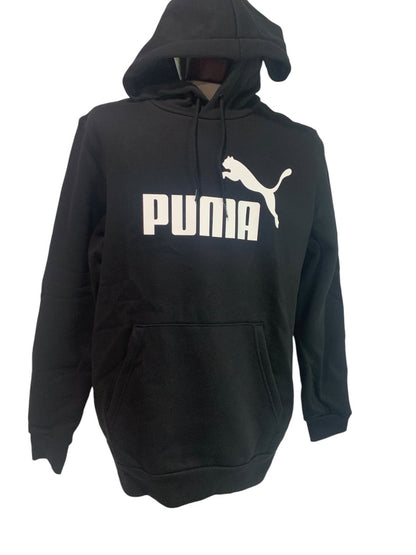 Medium Puma Mens New Black Pullover Hoodie Sweatshirt Big Logo Essential