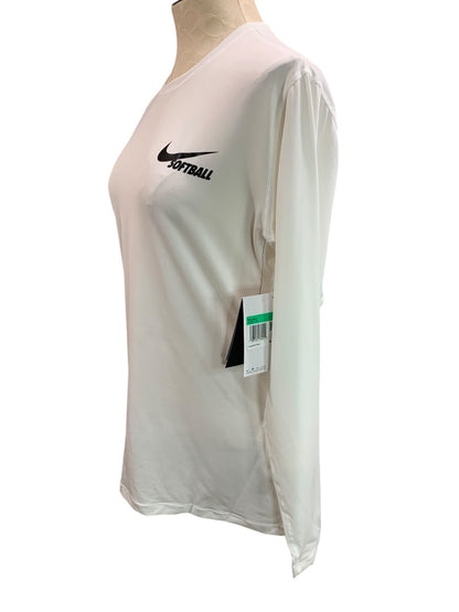 XL Nike Womens New Softball Shirt White Dri-Fit Long Sleeve AV6641