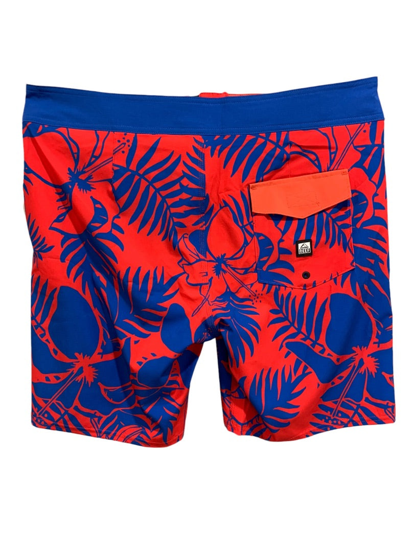 Size 34 Reef Mens New Board Shorts Swim Leon Hibiscus Red Blue