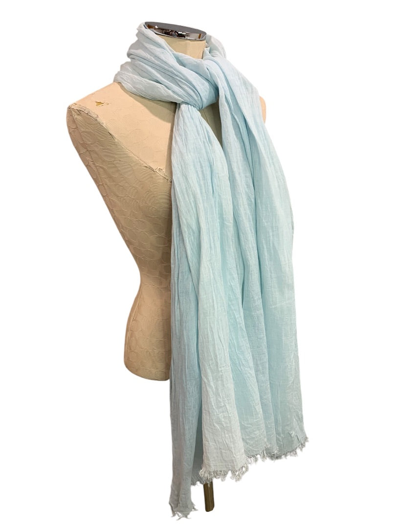 Repeat Brand Lightweight Blue Cotton Shawl Wrap Convertible Scarf 44 x 80 Inches