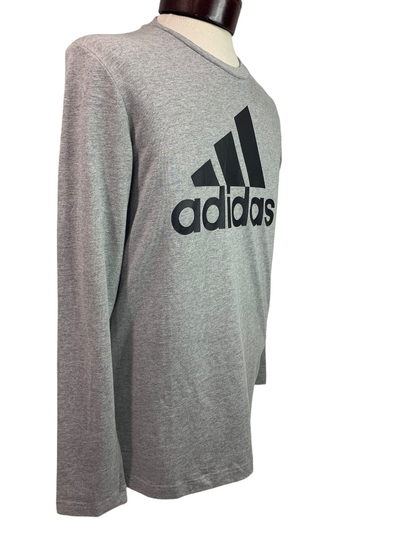 Small Adidas Mens New Long Sleeve Logo Tshirt Gray Heathered H14623