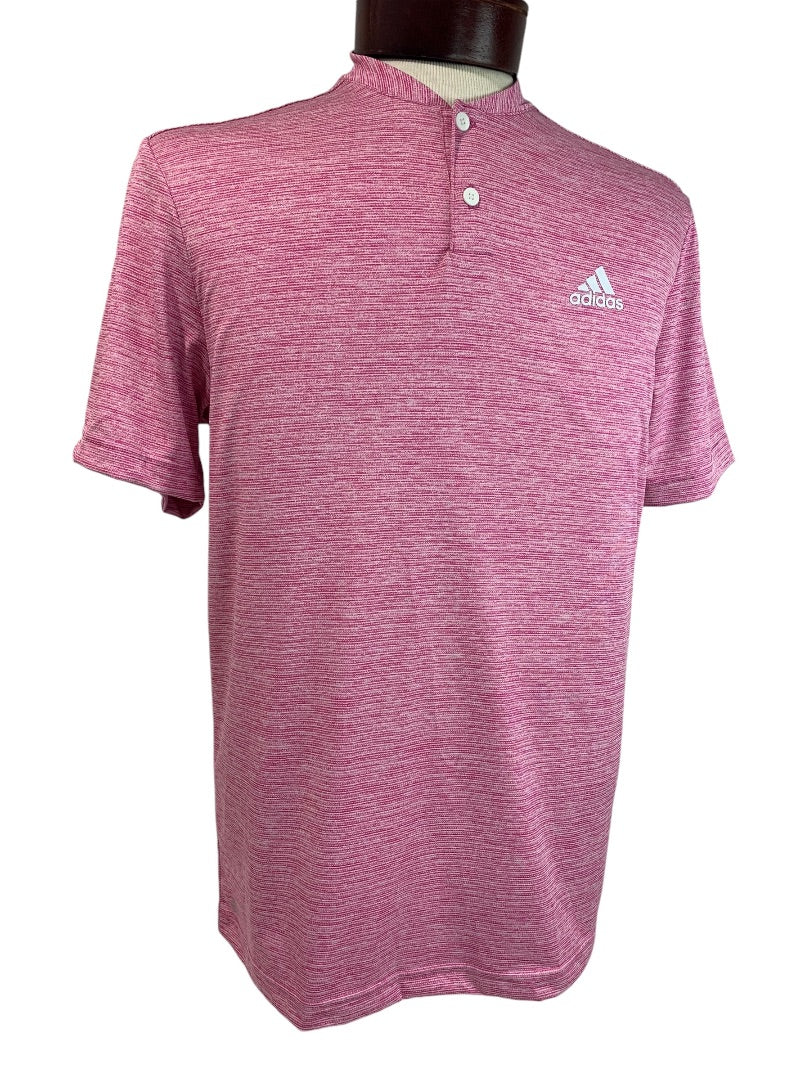 Small Adidas Mens New Textured Stripe Polo Henley Short Sleeve HR9070