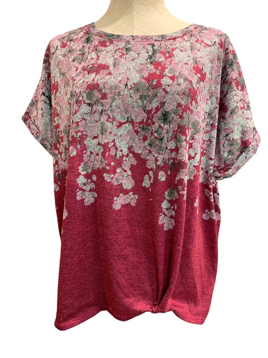 XXL Simply Vera Wang Lightweight Sweater Knit Shirt Pink Floral