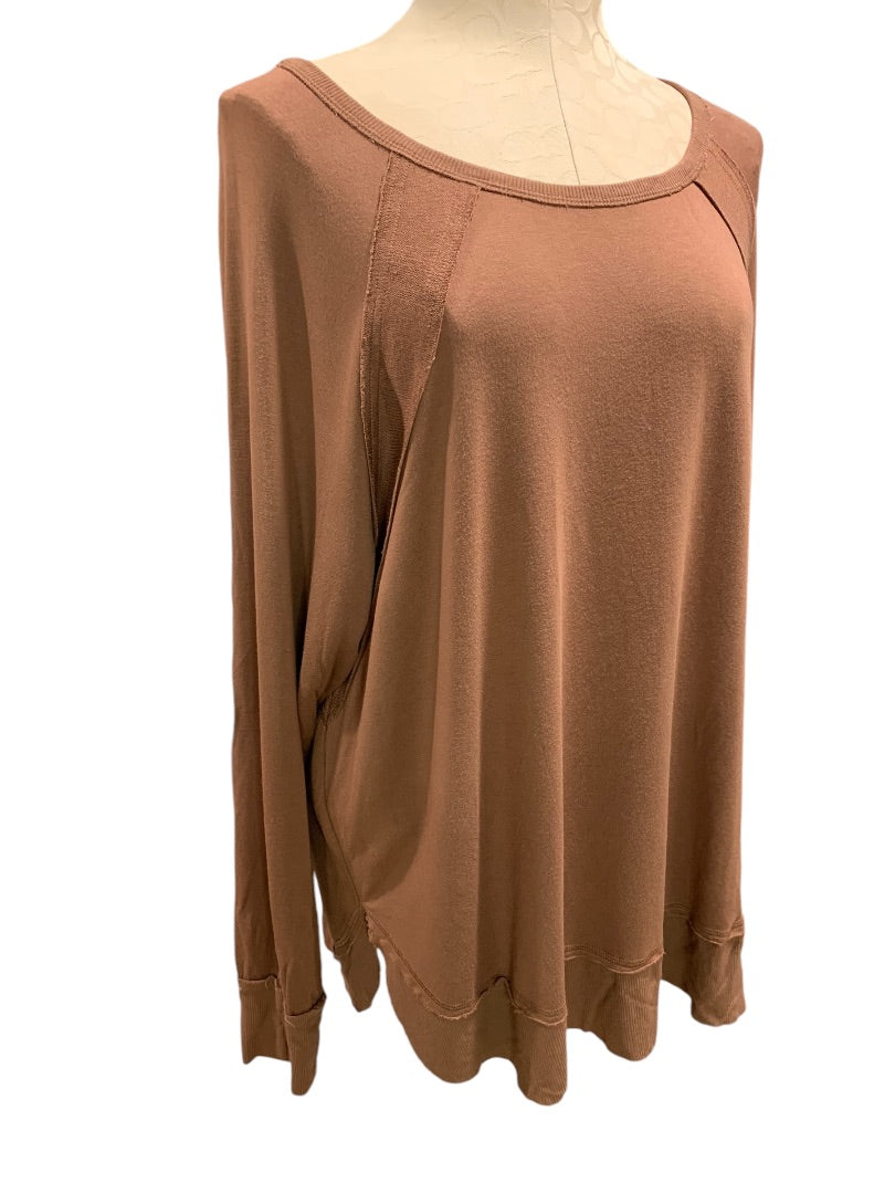 XL Joy Lab Womens Casual Shirt Top Pullover Brown Soft Jersey Knit