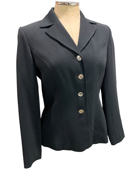 Size 6 Kasper for ASL Womens Suit Jacket Black Silvertone Buttons Blazer