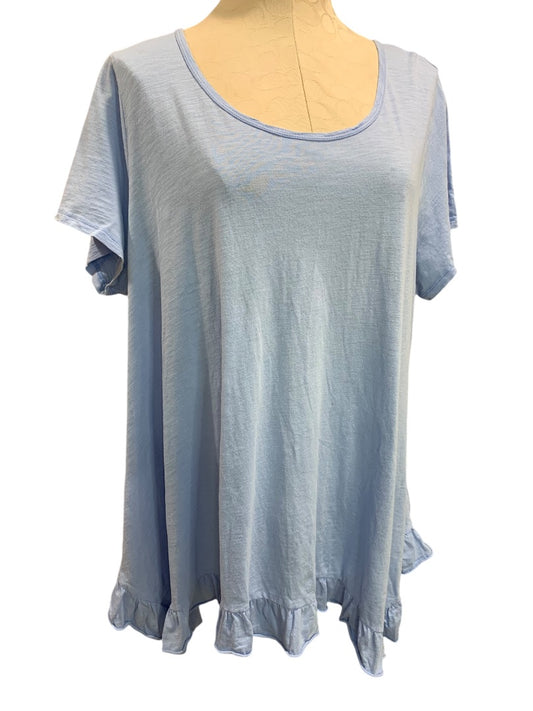 1X Cupio Woman Light Blue Swing Tshirt Ruffle Hem