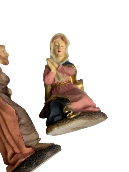 Nativity Resin Figurine Christmas Mary Kneeling Joseph 4 Inch