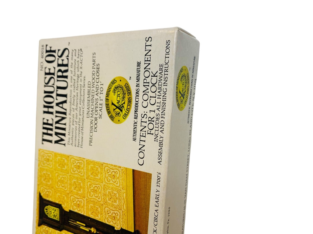 The House of Miniatures 40018 Vintage William and Mary Tall Case Clock X-Acto 1:12 New
