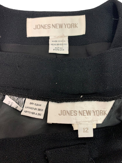 Size 12 Jones New York Womens Black Suit Worsted Wool Jacket Pants 1990s