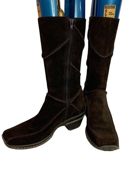 Size 39 (Size 8) Elle Womens Brown Boots Pieced Suede