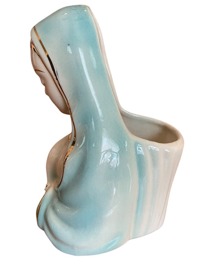 Vintage Midcentury Virgin Mary Praying Blessed Mother Planter 7 Inch
