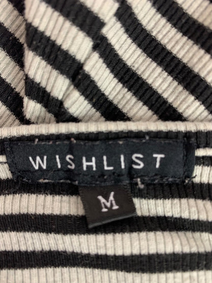 Medium WishList Junior Womens Gray Black Striped Crop Tank Shirt