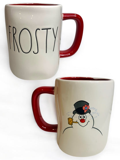 Rae Dunn by Magenta Frosty the Snowman Double Sided 24 oz Mug Red Interior