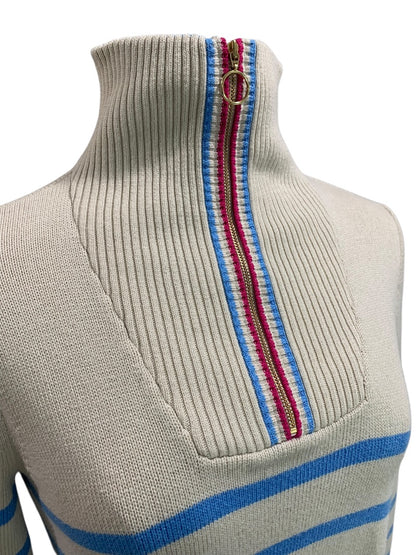 XS J.Crew Womens Striped Half Zip Pullover Sweater Retro BL765