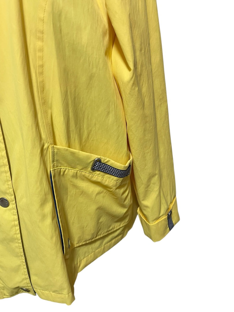 XL Neyelle Lined Womens Hooded Snap Closure Raincoat Pockets Yellow