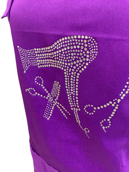Plum Hill New Hair Stylist Apron Purple Rhinestone Tools Pocket
