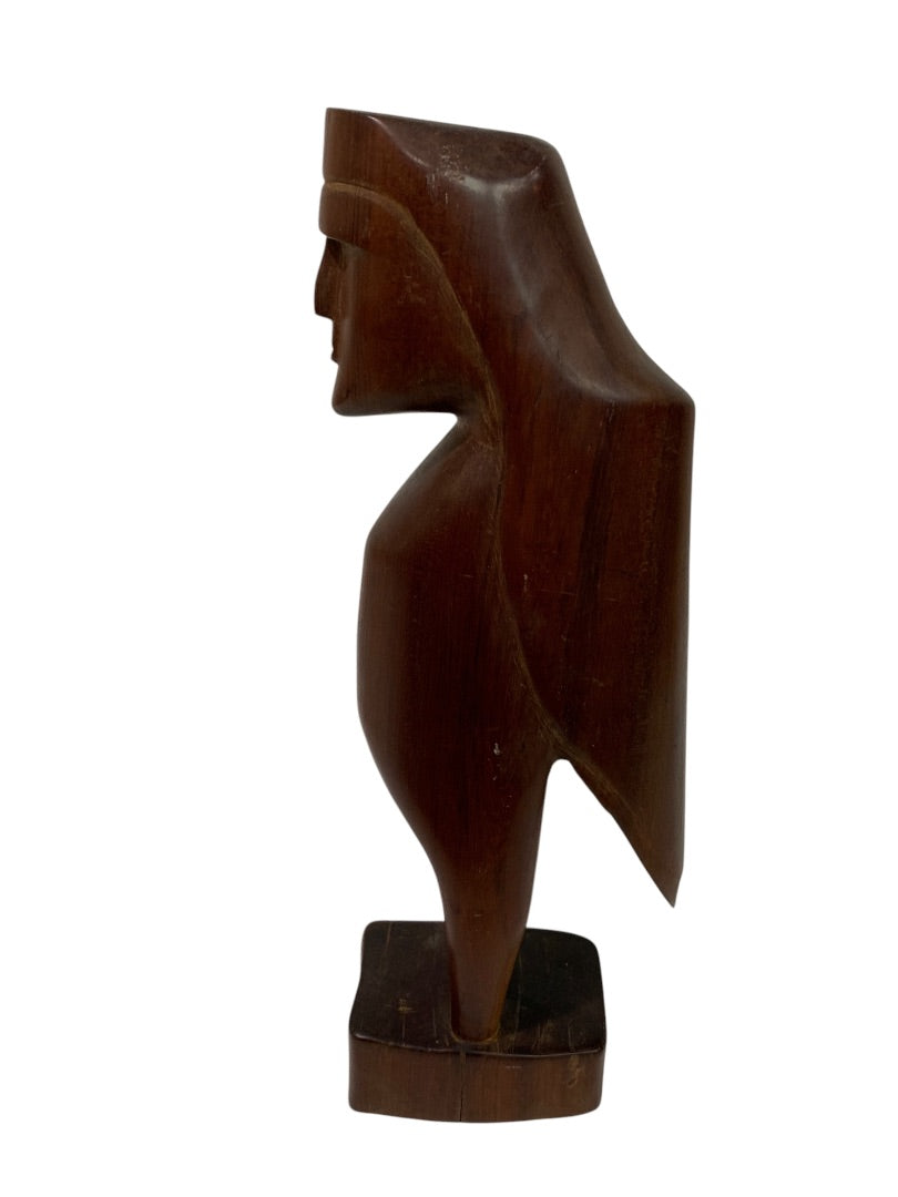 Carved Midcentury Teak Statue Figurine 8.6 Inches