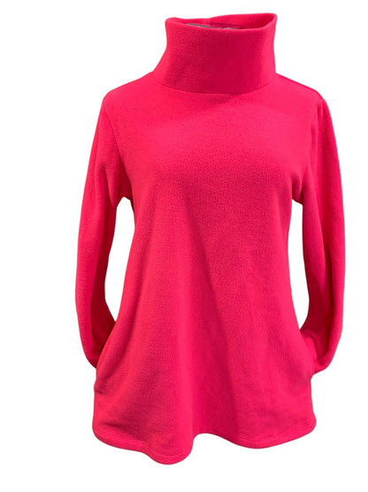 Large Dudley Stephens Womens Greenpoint Turtleneck in Vello Fleece Hot Pink Pockets