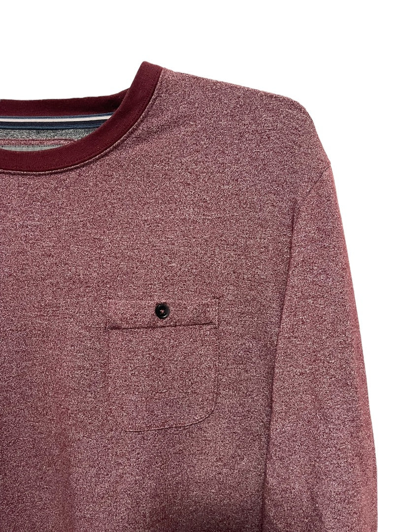Large Michael Bastian Long Sleeve Pocket Mens Crew Neck Red Heather