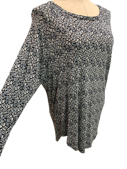 Medium LOFT Womens Soft Navy Blue Floral Print Long Sleeve Pullover Shirt