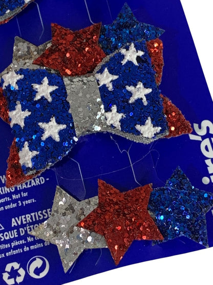 Claires New Set of 4 Patriotic Hair Bows Clip Glitter Sparkle